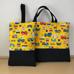 入園入学2点セット　レッスンバッグ　上履き入れ　働く車