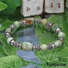 緑系ターコイズ＆コッパービーズ ハンドメイドブレスレット《天然石／トルコ石》