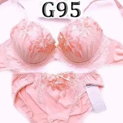 ♪[格安]03[G95&4L]ブラ ショーツ セット 　Elegant　フラミンゴピンク光沢グラデーション花柄　大きなカップサイズ 　新品未使用