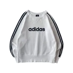 adidas　デザインスウェット　モノクロ　ビッグ刺繍ロゴ　万国旗　3Dライン