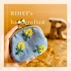 105 SALE！！タンポポ刺繍のがま口ポーチ