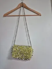 ZARA ザラ レモン色 カラー ビーズ チェーン ミニバック 新品