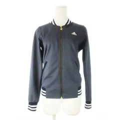 アディダス adidas ジャージ ジャケット ジップアップ リブ切替 スリーストライプス ロゴ スポーツ S 紺 ネイビー /CK11 ■GY99