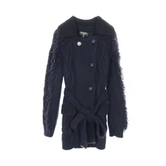 シャネル CHANEL ココマークボタン フリンジ カーディガン ニット ウール カシミヤ コート レディース Used A