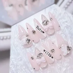 ネイルチップ ┋ 量産型 ┋ オタクネイル ┋ ピンクネイル┋ ネイルチップオーダー ┋ リボン ┋ ハート ┋ フレンチ ┋ スナ系 ┋ シンプル ┋ 地雷 ┋ ギャルネイル ┋ ロングネイル ┋ Mignonnail ┋ ちゅるん ┋ 歌い手 ┋ ワンホン