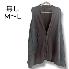 a1372 M〜L 黒 ロングベスト ジレ 葉モチーフ 羽織り ストール風