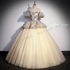 専用　　　【フォロー割】シャンパン色のイブニングドレス♡パール♡半袖♡L 即日発送】【フォロー割】シャンパン色のイブニングドレス♡パール