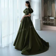 カラードレス グリーン ワインレッド ブラック 袖あり パフスリーブ ウェディングドレス ウエディングドレス イブニングドレス 発表会 演奏会 結婚式 二次会 花嫁パーティードレス ロングドレス カクテルドレス フォーマルドレス 袖付きCLF045