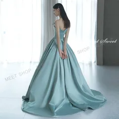ウエディングドレス カラードレス ファスナー ロングドレス 演奏会 イブニングドレス 青 発表会 コンサート コンクール ウェディングドレス キャミソール 結婚式 フォーマル 前撮り 二次会 パーティードレス 披露宴 花嫁 カクテルドレスCLF170