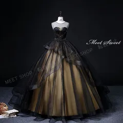 ウェディングドレス ウエディングドレス カラードレス ロングドレス 演奏会 イブニングドレス プリンセスラインドレス ステージドレス 舞台衣装 発表会ドレス コンサート コンクール 大人 ブラック イエロー 袖なし ノースリーブ 結婚式 二次会CLF062