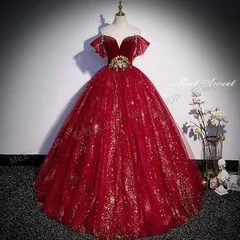 ウェディングドレス カラードレス ロングドレス 赤 結婚式 二次会 発表会 コンサート イブニングドレス プリンセスドレス パーティードレス CLF149