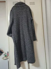 ザラ オープンタイプ ヘリンボーン ロングコート ニット M