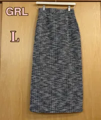 GRL　グレイル　ツイード　タイトスカート　ロングスカート　スリット入り　ブラック　L
