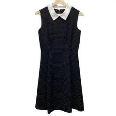 ELISA(エリザ) ワンピース サイズ2 M レディース美品  - 黒×白 レギュラーカラー/ノースリーブ/ロング/ドット柄/襟着脱可