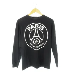 パリサンジェルマン PARIS SAINT-GERMAIN Tシャツ カットソー ロンT クルーネック 丸首 長袖 ロゴ プリント M 黒 ブラック /CK23