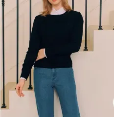 新品 カシミア ケーブル編み ニット (ブラック 55)