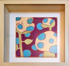 キャンバス油絵 ミミ様専用 かわいい小鳥も遊ぶにぎやかなお花畑