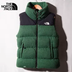 ノースフェイス ヌプシ ダウンベスト M グリーン ニット生地 THE NORTH FACE 700フィル ストリート Y2K ダウン ロゴ刺繍 マウンテンジャケット 古着 Z246