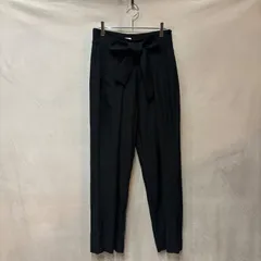 MANOF マノフ BELT TUCK LOOSE PANTS ウエストリボン テーパードパンツ ブラック S 84110-7102 レディース USED