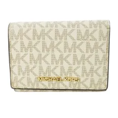 マイケルコース MICHAEL KORS 二つ折り財布 ウォレット 小銭入れあり 三つ折り PVC レザー 革 MK柄 ロゴ 白 アイボリー 35T2GTVE2B /CK30 ■GY18