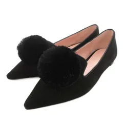 ケイトスペード KATE SPADE Amour Pom Flat アムール ポム フラットシューズ スエード 5 黒 ブラック /UO