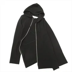 美品 14aw コムコム コムデギャルソン COMME des GARCONS 捩れ ジップアップ パーカー ジャケット ブルゾン ウール ツイスト アシンメトリー XS 黒 ブラック レディースのサムネイル