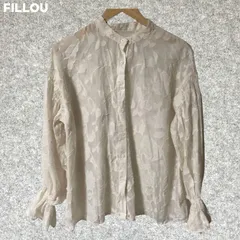 FILLOU 花柄ホワイトシャツ 長袖 フリル袖 Lサイズ