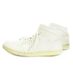 ナイキ NIKE Air Jordan 1 Mid Triple White ハイカットスニーカー レザー ロゴ 大きいサイズ 28.5cm 白 ホワイト 554724-130 /MN3 ■GY01