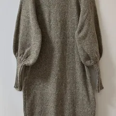 モーメントプラス moment+ 指ぬきボリュームスリーブミックスニットロングワンピース