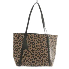 ケイトスペード KATE SPADE トートバッグ ワンショルダー PVC レザー ヒョウ柄 レオパード 総柄 ロゴ ゴールド金具 茶色 ブラウン 黒 ブラック /XZ ■GY11