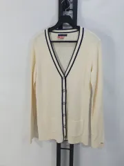 トミーヒルフィガー カーディガン 3本線 アイボリー 白 s
