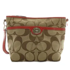コーチ COACH ハンドバッグ ショルダー 2WAY キャンバス レザー シグネチャー 総柄 ロゴ 茶色 ブラウン 赤 レッド F14851 /XZ ■GY18