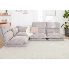 【ポイント14倍！12/5限定】 リクライニングフロアコーナーソファ ハニカムグレー TB／GR