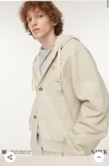 セターテオ コットン オール デイ フード ジップアップ メランジ アイボリー XL