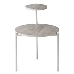 【ポイント14倍！12/5限定】 サイドテーブル 約W40×D42×H36/55.5cm ライトグレー/グレー  組立式