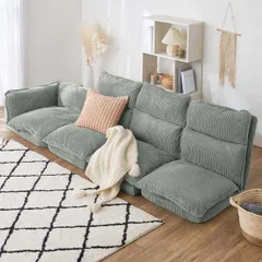 【ポイント14倍！12/5限定】 リクライニングフロアコーナーソファ コーデュロイグレー CDGR