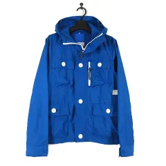 アディダスオリジナルス adidas originals ジャケット フーデッド ウインドブレーカー マウンテンパーカー Windbreaker Jacket Z13600 裏メッシュ S 青 ブルー 美品 国内正規品のサムネイル