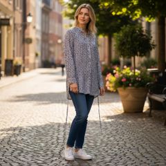 Tory Burch トリーバーチ シャツ ブラウス チュニック ジオメトリック柄 ブラウス コットン ネイビー【中古】レディース Tory Burch トリーバーチ シャツ ブラウス チュニック ジオメトリック