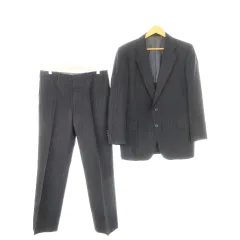 バーバリーズ Burberrys シングルスーツ 2点セット セットアップ テーラードジャケット 背抜き スラックス ストレート ウール ストライプ 165AB4 紺 ネイビー /AH14 ■GY18