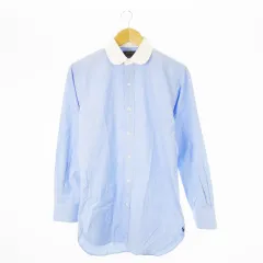 ポロ ラルフローレン POLO RALPH LAUREN ラウンドカラーシャツ 長袖 ワンポイント 14.5 S 青 ブルー /CK8 ■GY44