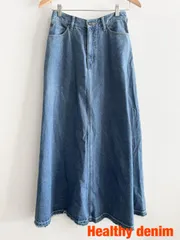 Healthy denim　ヘルシーデニム　 デニムスカート　定価15,400円　～XSサイズ　ブルー　綿100%　ユースド加工　ロング　カジュアル　可愛い　おしゃれ　送料込み　6460246のサムネイル