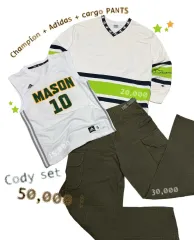 チャンピオン 長袖Tシャツ + アディダス バスケットボール ジャージ + カーゴパンツ セット