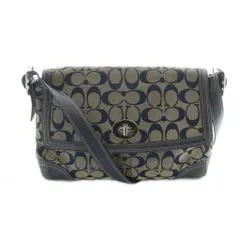 コーチ COACH 19778E トート ショルダーバッグ 2WAY ロゴ キャンバス レザー シグネチャー 紺 ネイビー グレー ■GY11 /MQ