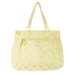 コーチ COACH POPPY トートバッグ キャンバス スエード シグネチャー ラメ ベージュ 17890 /CK25 ■GY11