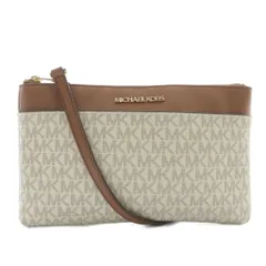 マイケルコース MICHAEL KORS ショルダーバッグ PVC レザー MKシグネチャー ロゴ ゴールド金具 白 ホワイト 茶色 ブラウン 35T1G5MT7B /XZ ■GY18