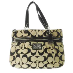 コーチ COACH トートバッグ キャンバス レザー 革 エナメル シグネチャー タック 黒 ブラック F22947 /CK12 ■GY11