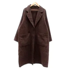 グローバルワーク GLOBAL WORK チェスターコート ロング丈 千鳥格子柄 オーバーサイズ F 茶色 ブラウン ベージュ /HO20