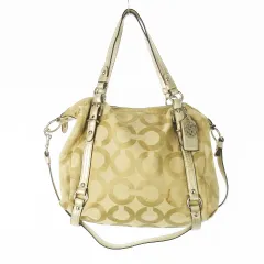 コーチ COACH ハンドバッグ 2way ショルダーバッグ キャンバス レザー 革 オプアート ベージュ 15275 /CK13 ■GY11