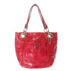 コーチ COACH ハンドバッグ 2way ショルダーバッグ レザー 革 エナメル ステッチ オプアート ロゴ 赤 レッド 14418 /CK21 ■GY18