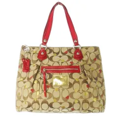 コーチ COACH POPPY トートバッグ キャンバス レザー 革 シグネチャー ジャカード ドット ハート 赤 レッド F16289 /CK11 ■GY11